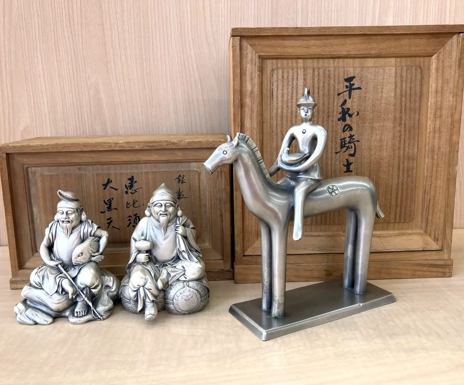 銀製　置物　高村光雲作