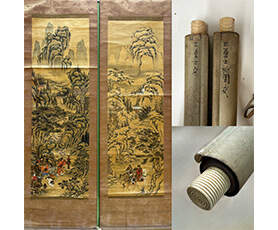 三勇士 双幅 中国掛け軸