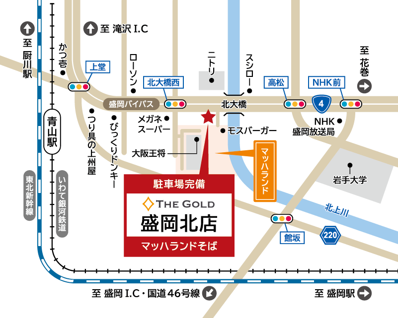 ザ・ゴールド 盛岡北店の地図