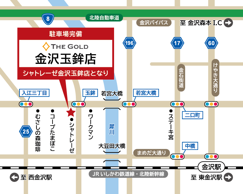 ザ・ゴールド 金沢玉鉾店の地図