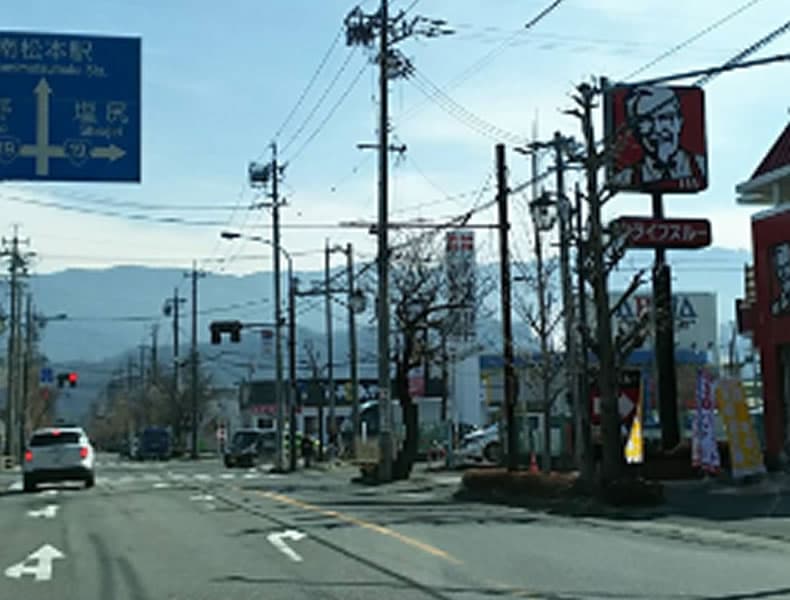 山形村方面からお越しの場合