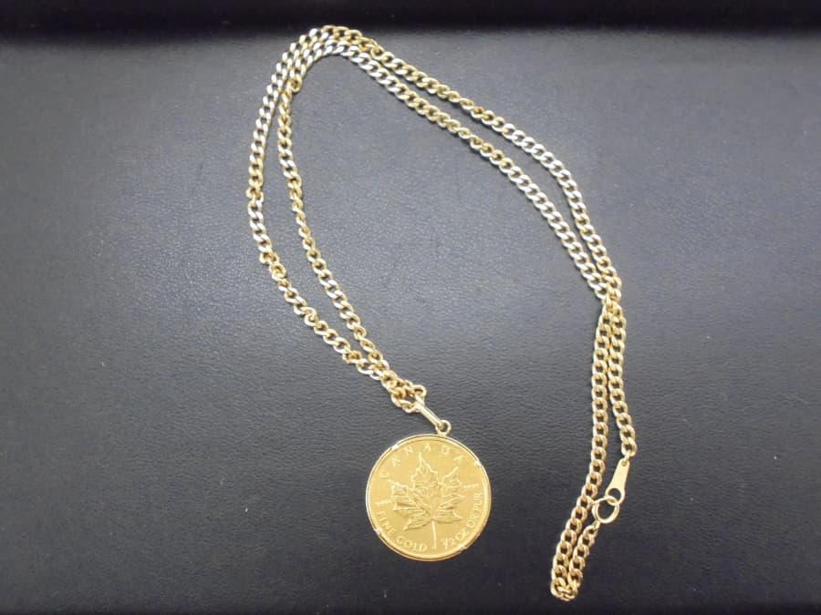 K24メ－プルリ－フ金貨ネックレスの買取実績【飯田上郷店/長野県/飯田市】 長野県飯田市にあるザ・ゴールド 飯田上郷店（※飯田インター店に移転いたしました）の画像1