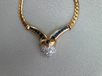 18金ネックレス「パヴェダイヤ・サファイア付き」【稲里中央店】 長野県長野市にあるザ・ゴールド 稲里中央店の画像1