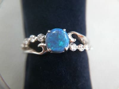 プラチナ　ブラックオパール　メレダイヤ　リング　【稲里中央店】 長野県長野市にあるザ・ゴールド 稲里中央店の画像1