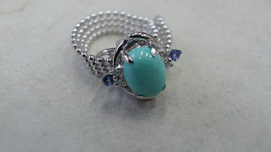 トルコ石　ダイヤ・サファイア付きリング【上越店】 新潟県上越市にあるザ・ゴールド 上越店の画像1