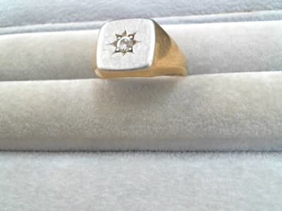 18金製　ダイヤ付印台リング　【石巻店】 宮城県石巻市にあるザ・ゴールド 石巻店の画像1