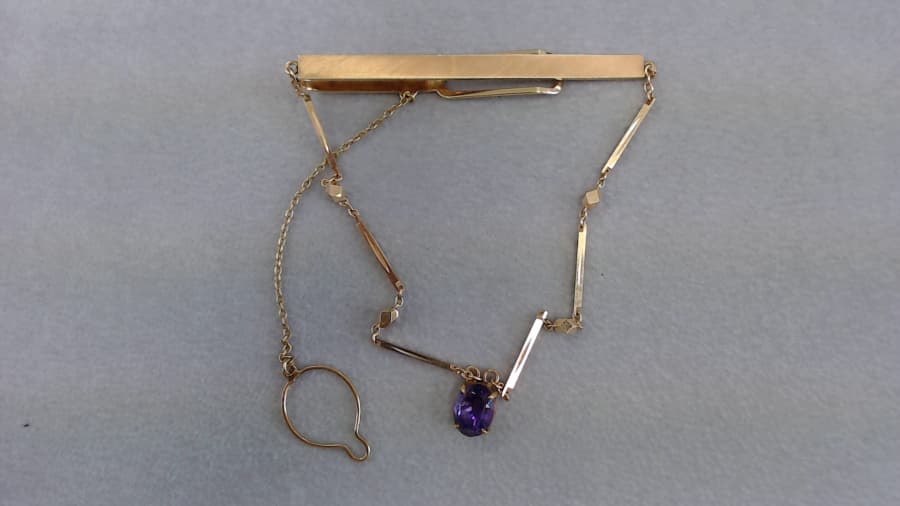 18金色石（アメジスト）付きタイピン【利府店】 宮城県宮城郡にあるザ・ゴールド 利府店の画像1