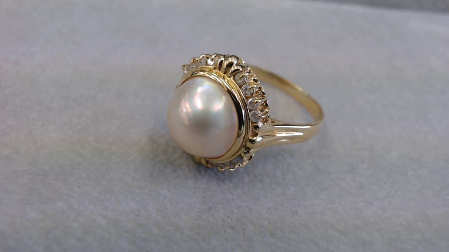 18金パール付きリング【利府店】 宮城県宮城郡にあるザ・ゴールド 利府店の画像1