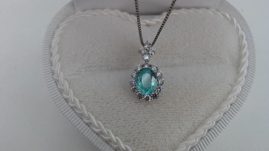 パライバトルマリン　ダイヤモンドネックレス【柴田店】 宮城県柴田郡にあるザ・ゴールド 柴田店の画像1