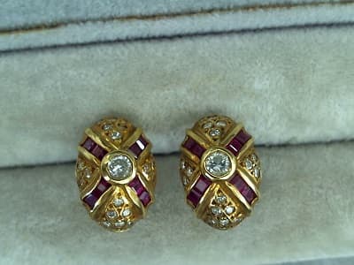 18金ダイヤ・ルビーイヤリング【北見店】 北海道北見市にあるザ・ゴールド 北見店の画像1